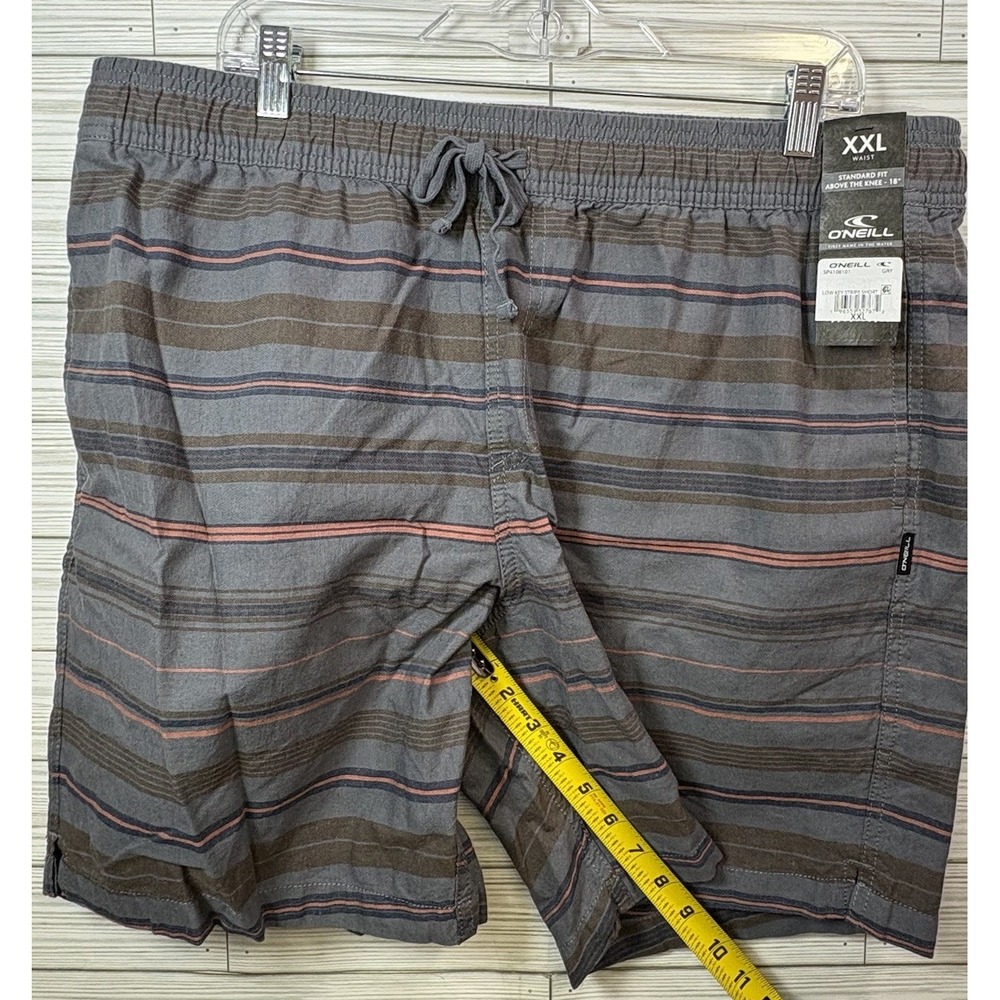 ONeill Men's Low Key Casual Striped Shorts Gray Red Sz 2XL Summer Beach - Picture 8 of 8